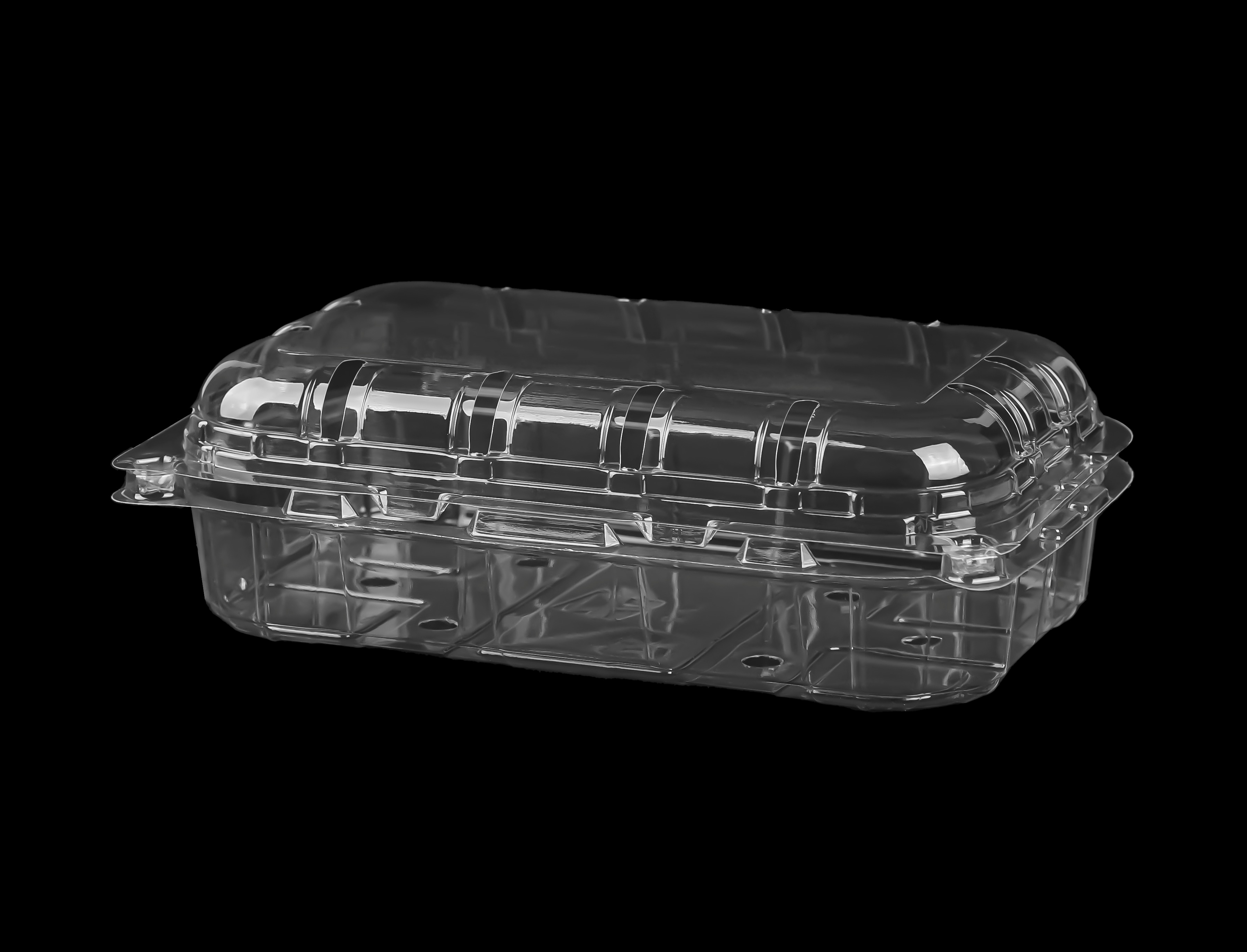 803 Fruit Hinged Lid Punched Container 